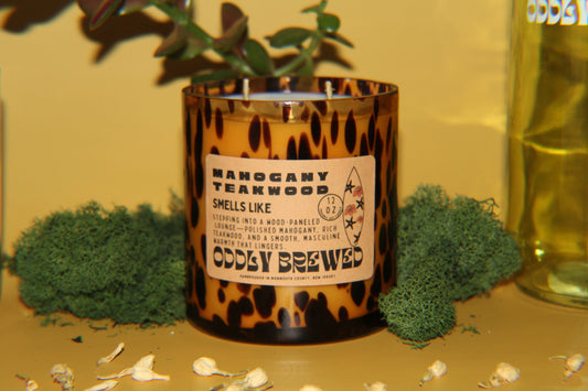 Limited-Editon Tortoise Glass Mahogany Teakwood Soy Candle