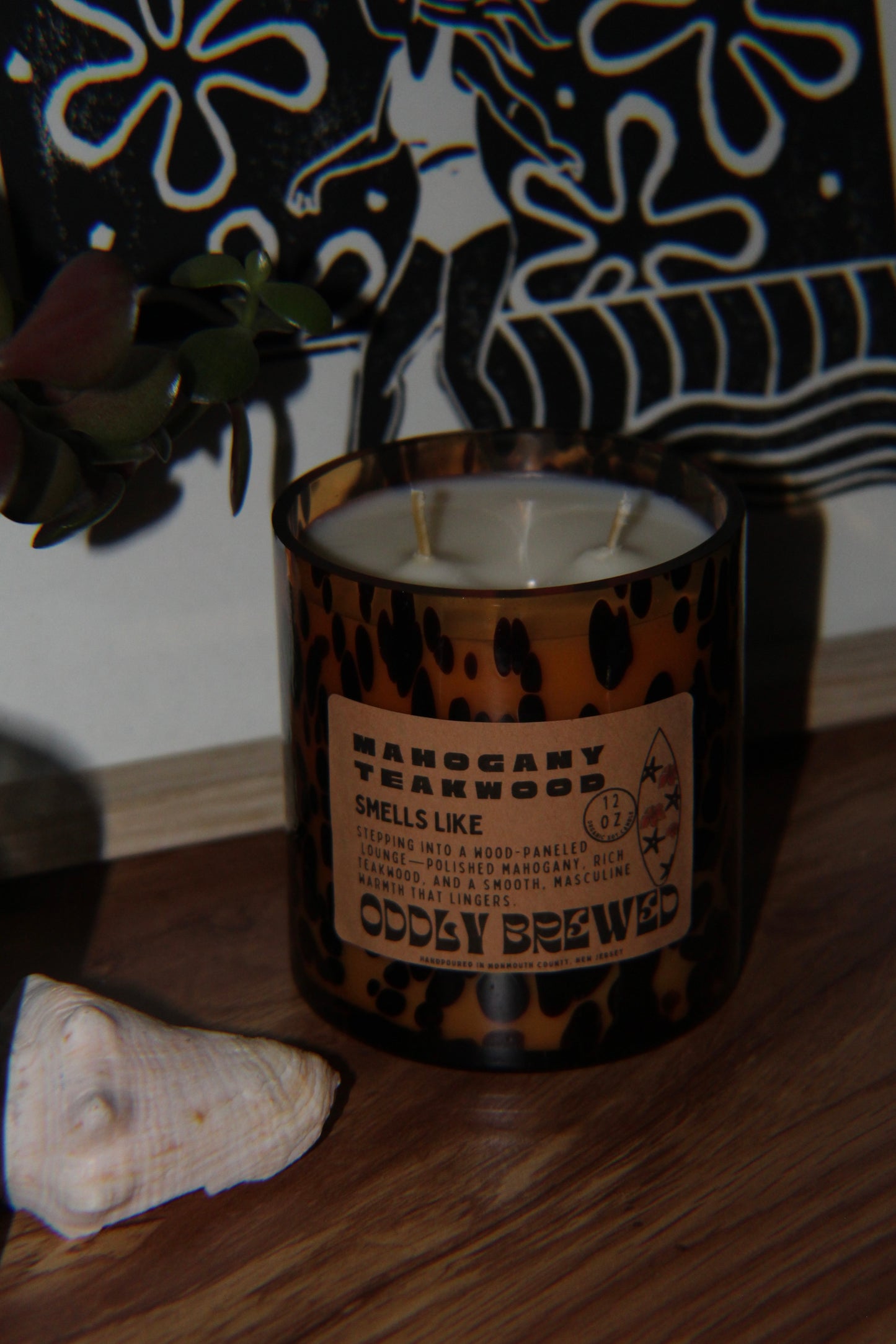 Limited-Editon Tortoise Glass Mahogany Teakwood Soy Candle