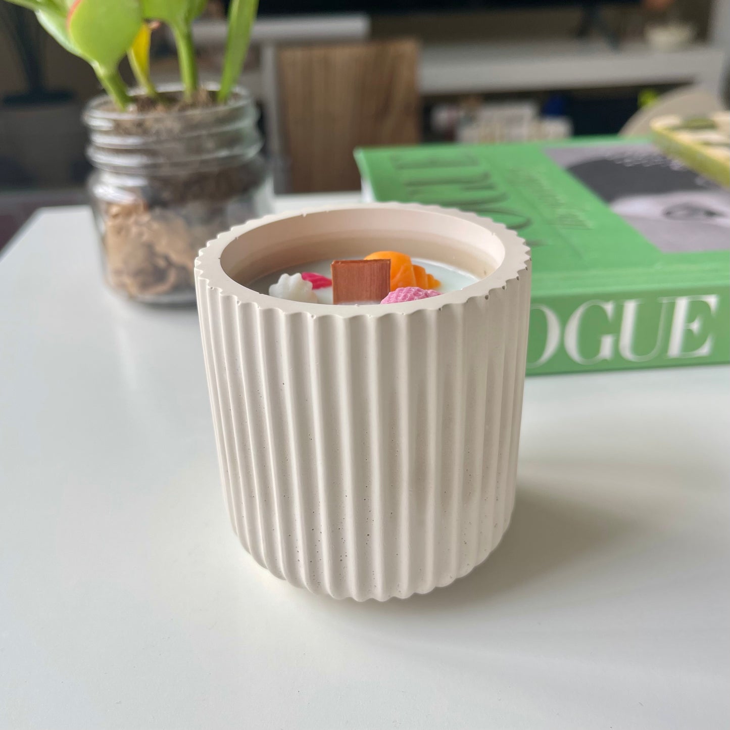 Coastal Seashell Concrete Soy Candle