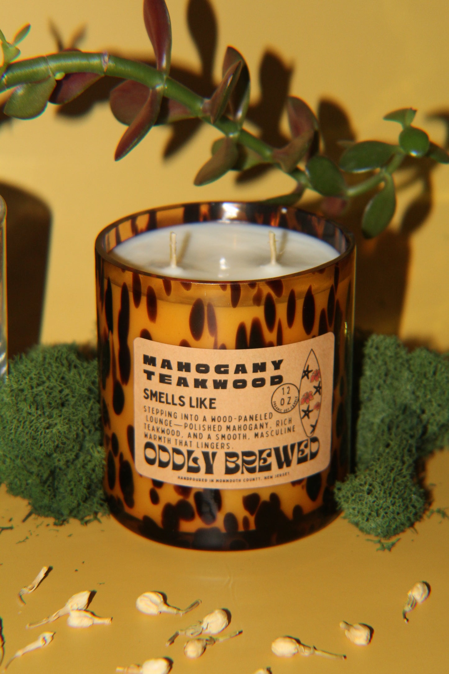 Limited-Editon Tortoise Glass Mahogany Teakwood Soy Candle