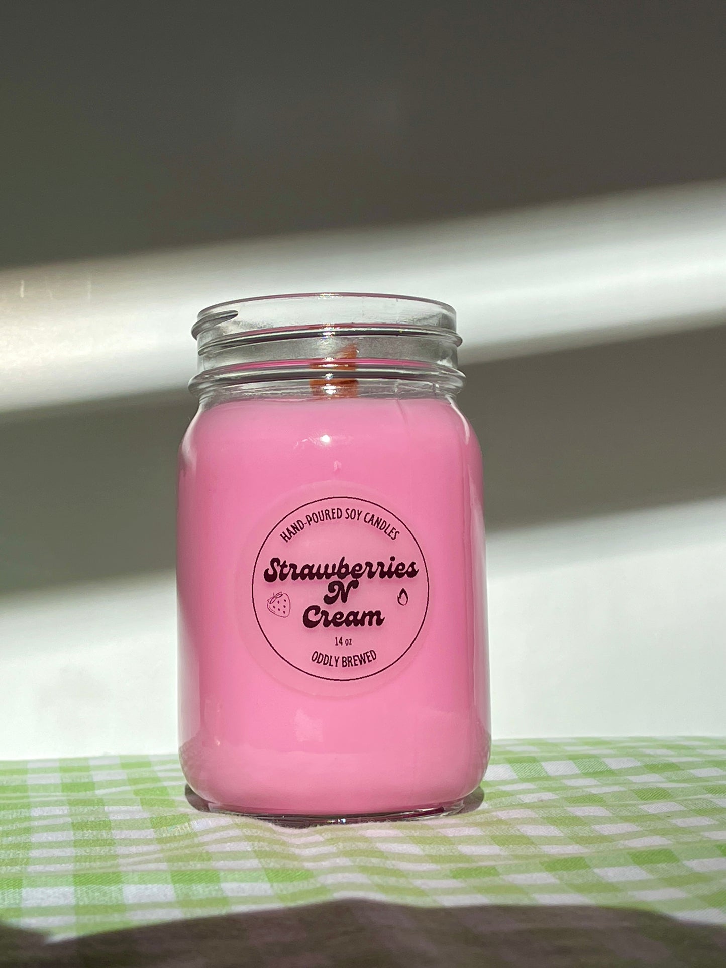 Strawberries N’ Cream Mason Jar Soy Candle