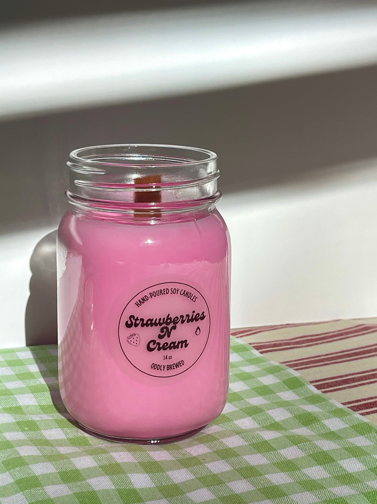 Strawberries N’ Cream Mason Jar Soy Candle