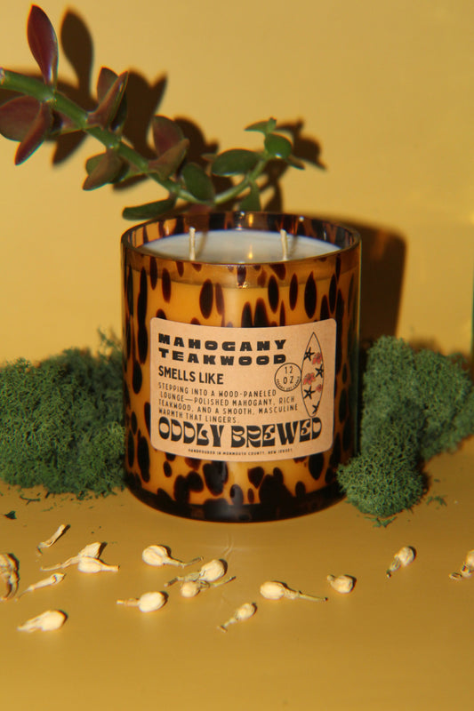 Limited-Editon Tortoise Glass Mahogany Teakwood Soy Candle