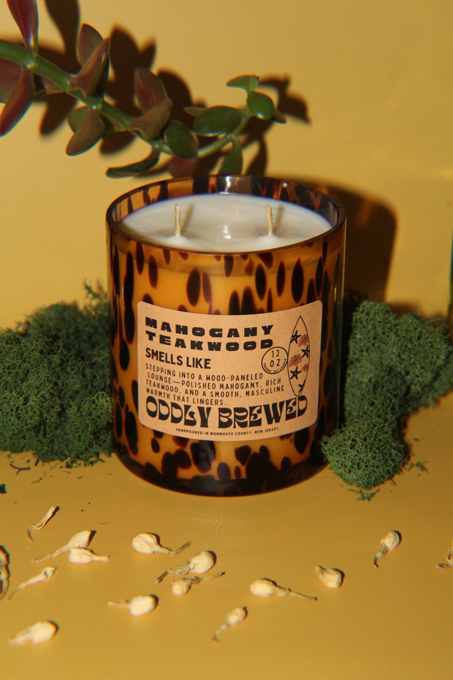 Limited-Editon Tortoise Glass Mahogany Teakwood Soy Candle