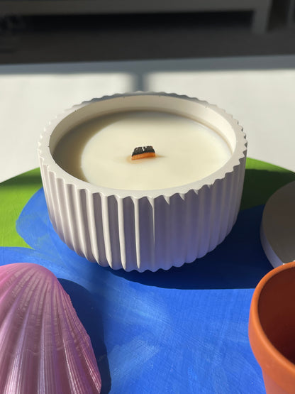 Heather Ribbed Concrete Candle